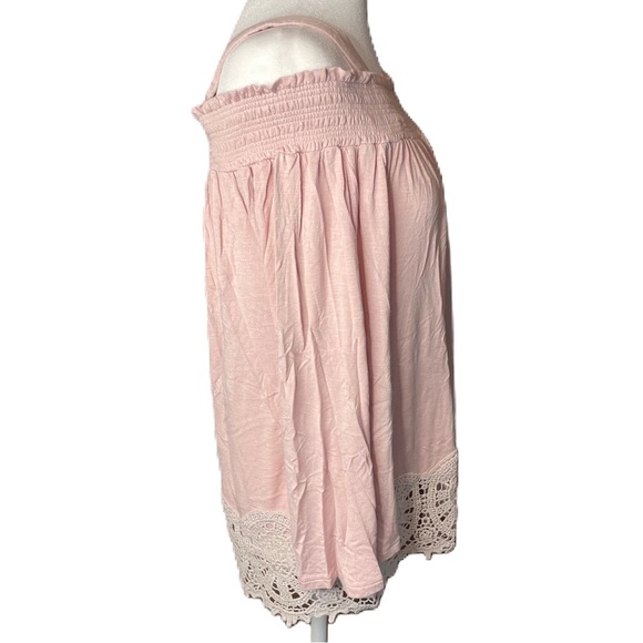 Adiva Women’s Mauve Convertible Smocked Lace Off The Shoulder Top Shirt Large - Picture 4 of 11